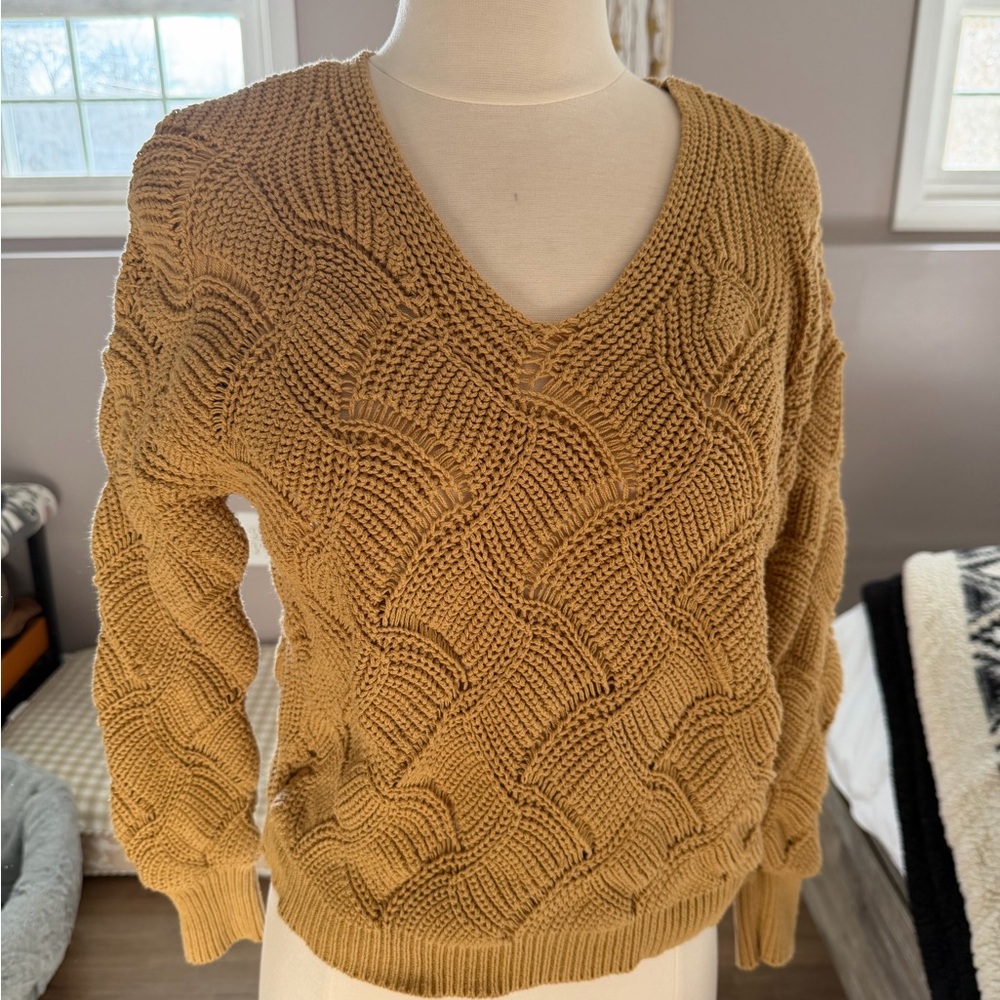 moon & madison Mustard V-Neck Sweater